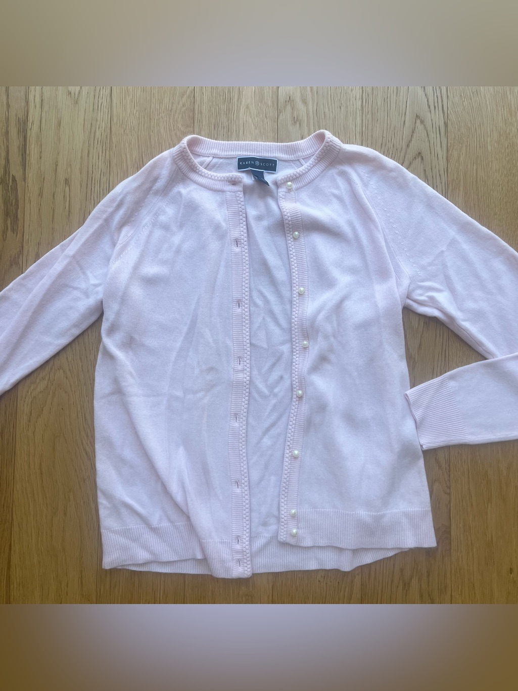 3/$15 Karen Scott Baby Pink Cardigan